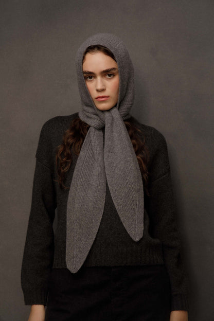 Hooded Cashmere Scarf - Derby Grey