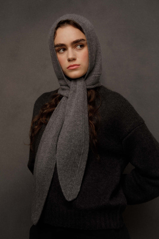Hooded Cashmere Scarf - Derby Grey