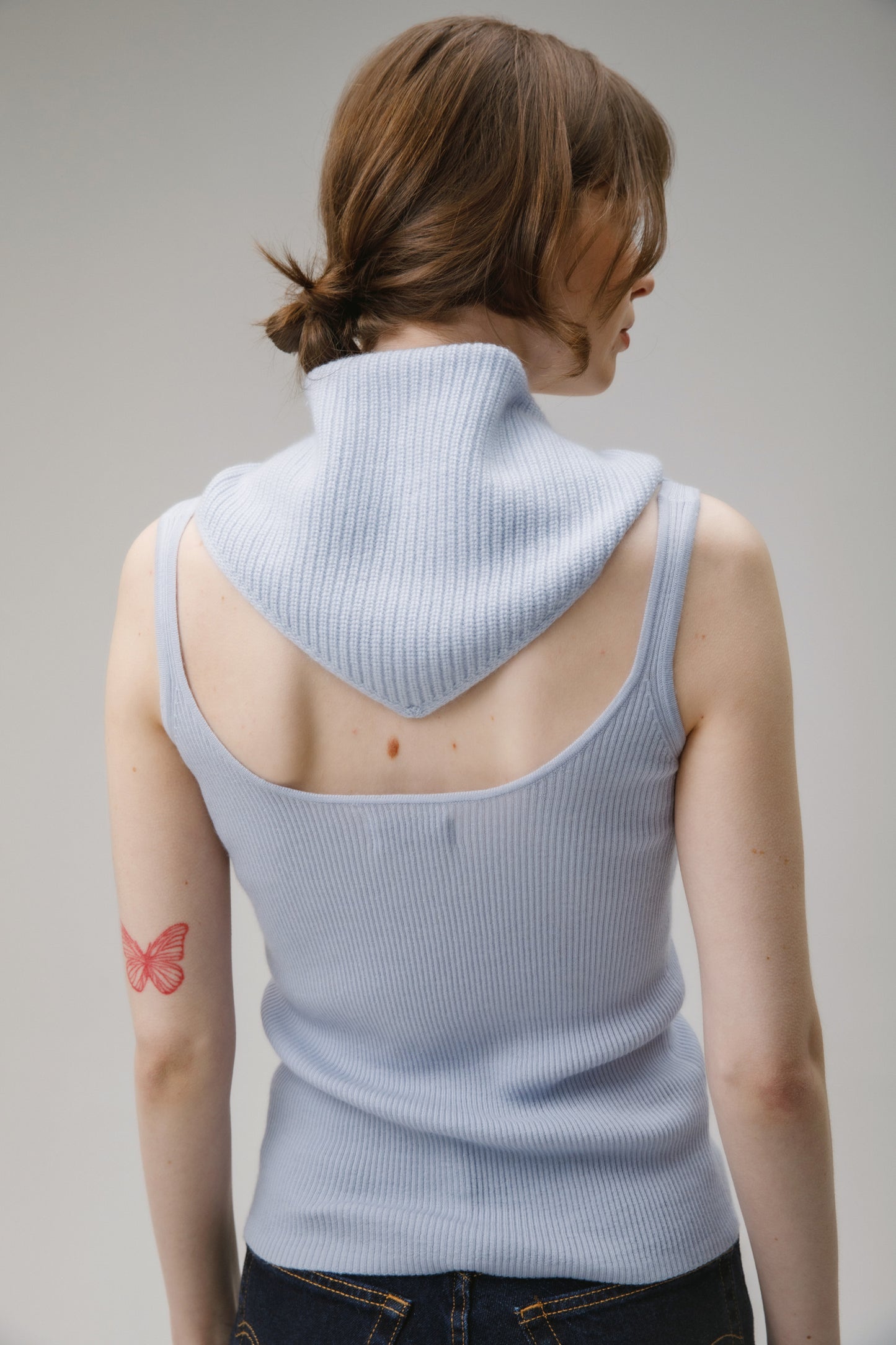 Knitted Cashmere Neck Tie - Blue Aura