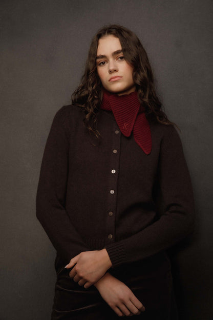 Knitted Cashmere Neck Tie - Burgundy