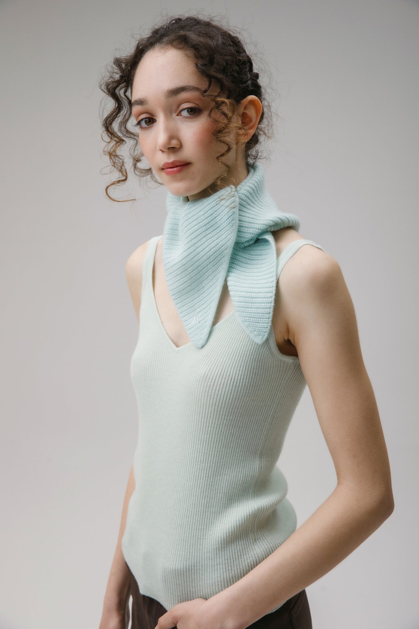 Knitted Cashmere Neck Tie - Jelly Mint