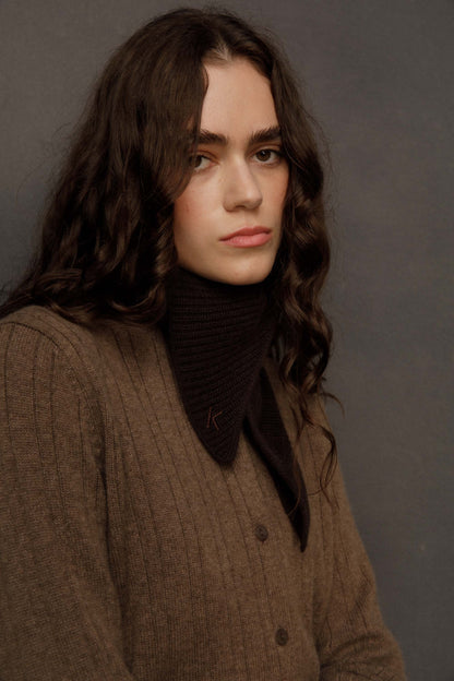 Knitted Cashmere Neck Tie - Peat Brown