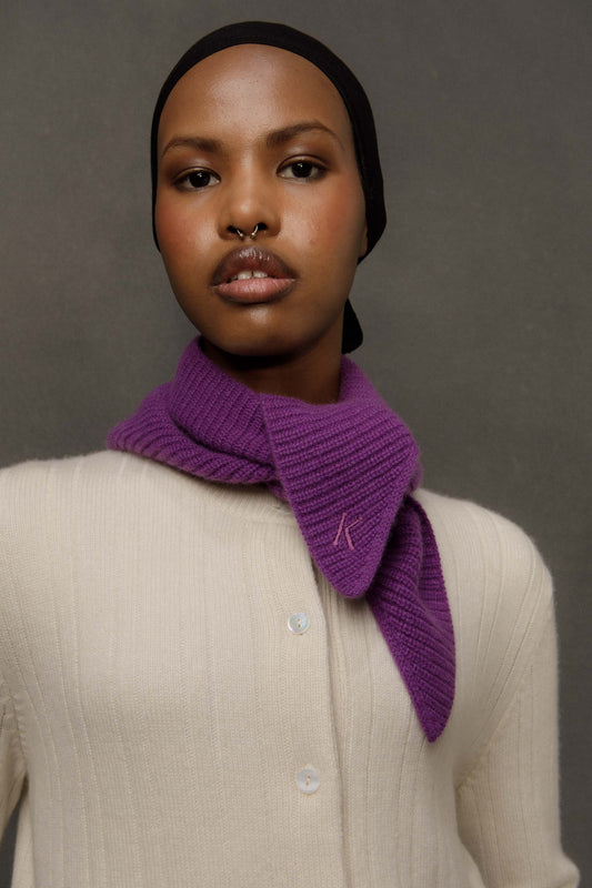 Knitted Cashmere Neck Tie - Thistle Purple