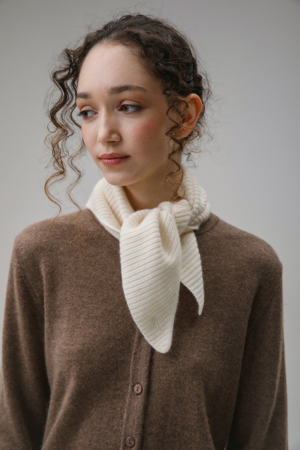 Knitted Cashmere Neck Tie - Cream