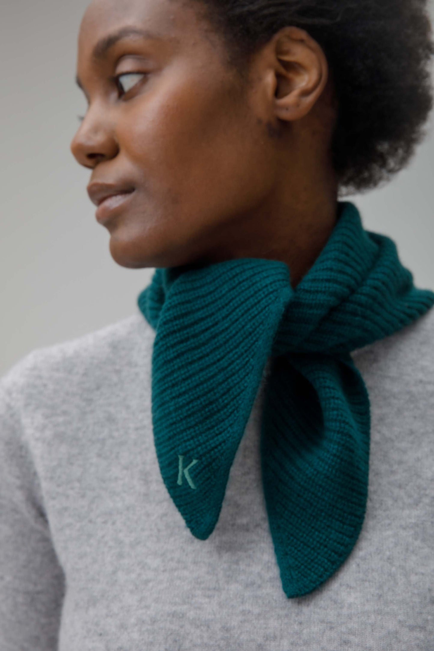 Knitted Cashmere Neck Tie - Forest Green