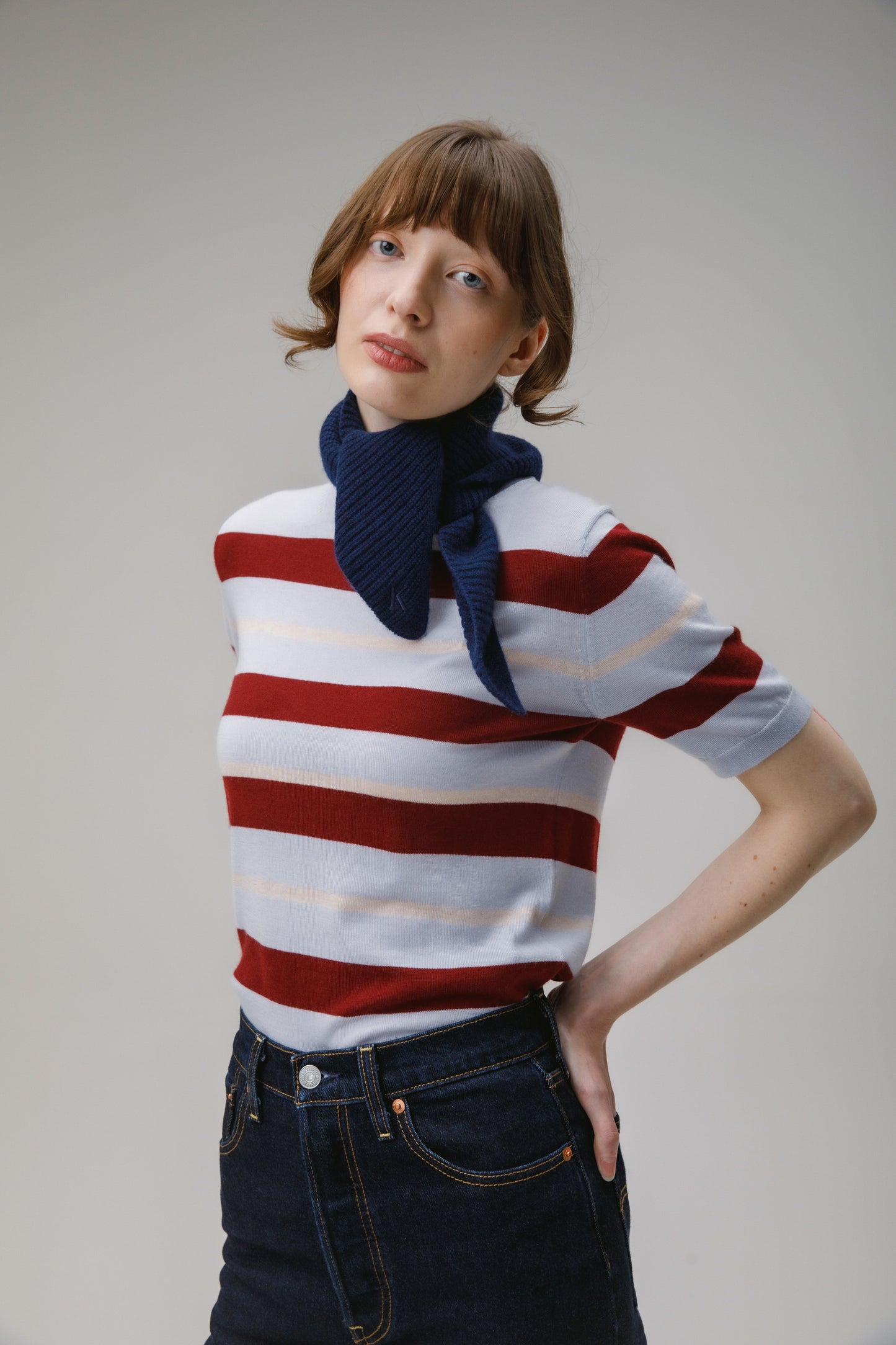 Knitted Cashmere Neck Tie - Cosmos