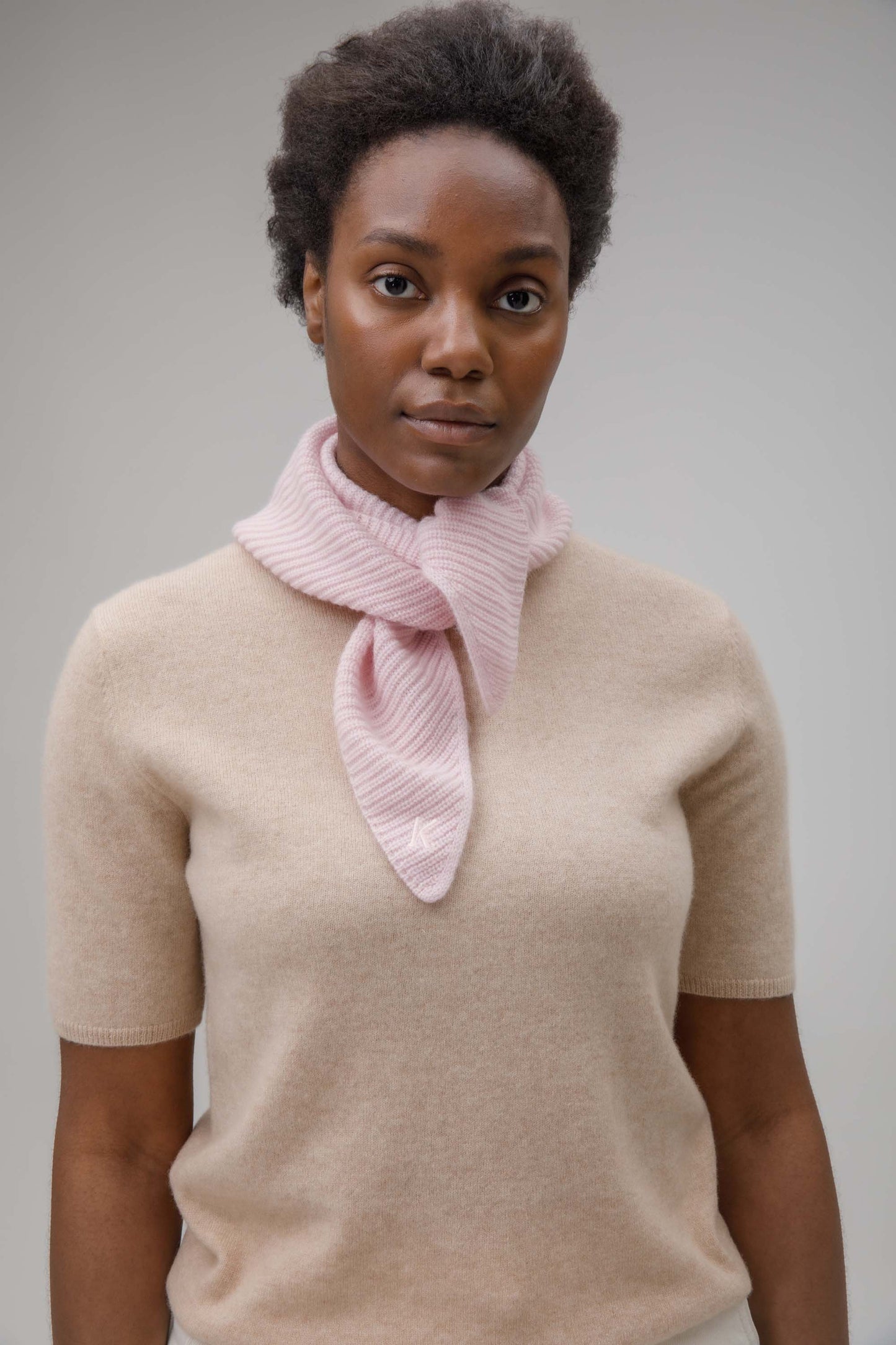 Knitted Cashmere Neck Tie - Pale Lilac