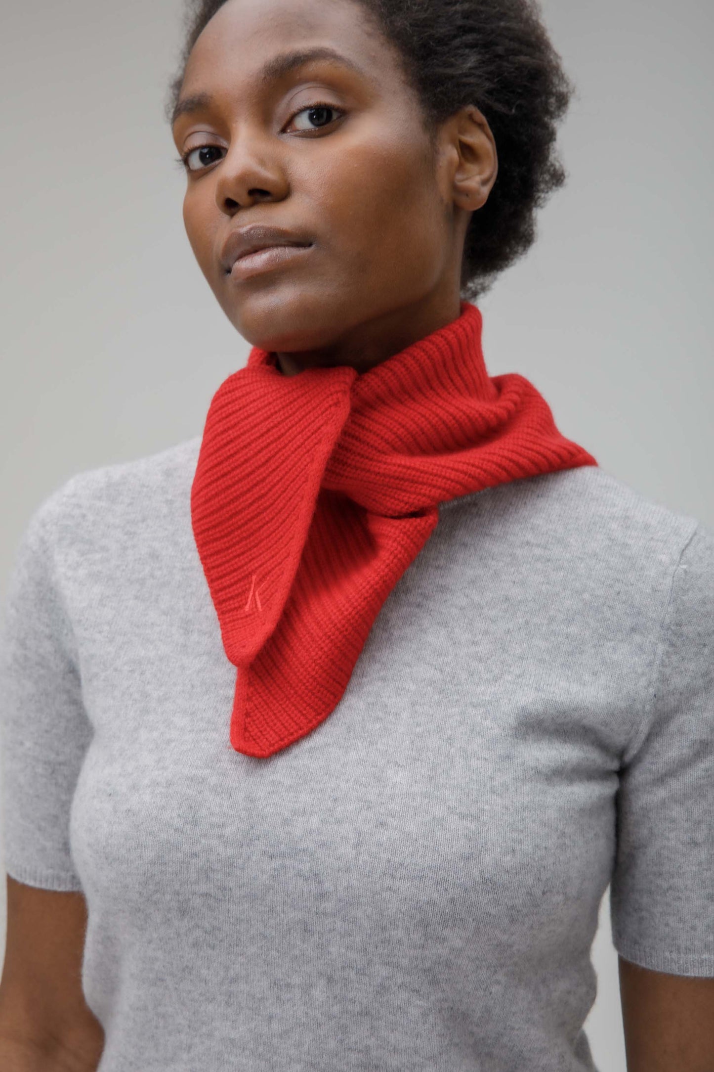 Knitted Cashmere Neck Tie - Red