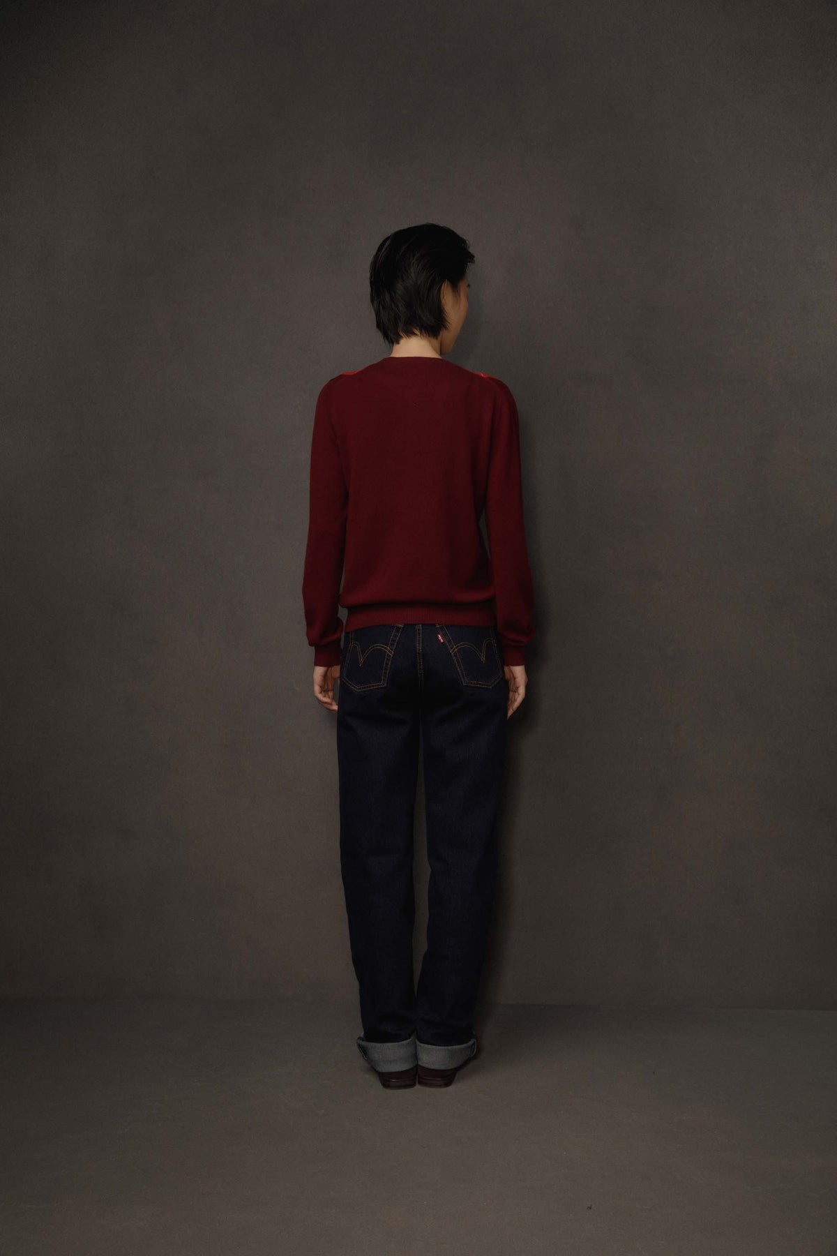 Women's Argyle Cashmere Cardigan - Burgundy