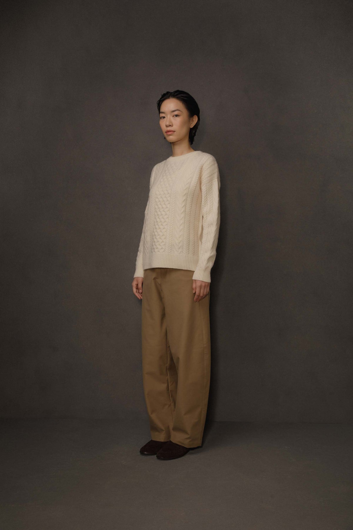 Women's Aran Cashmere Jumper - Cream