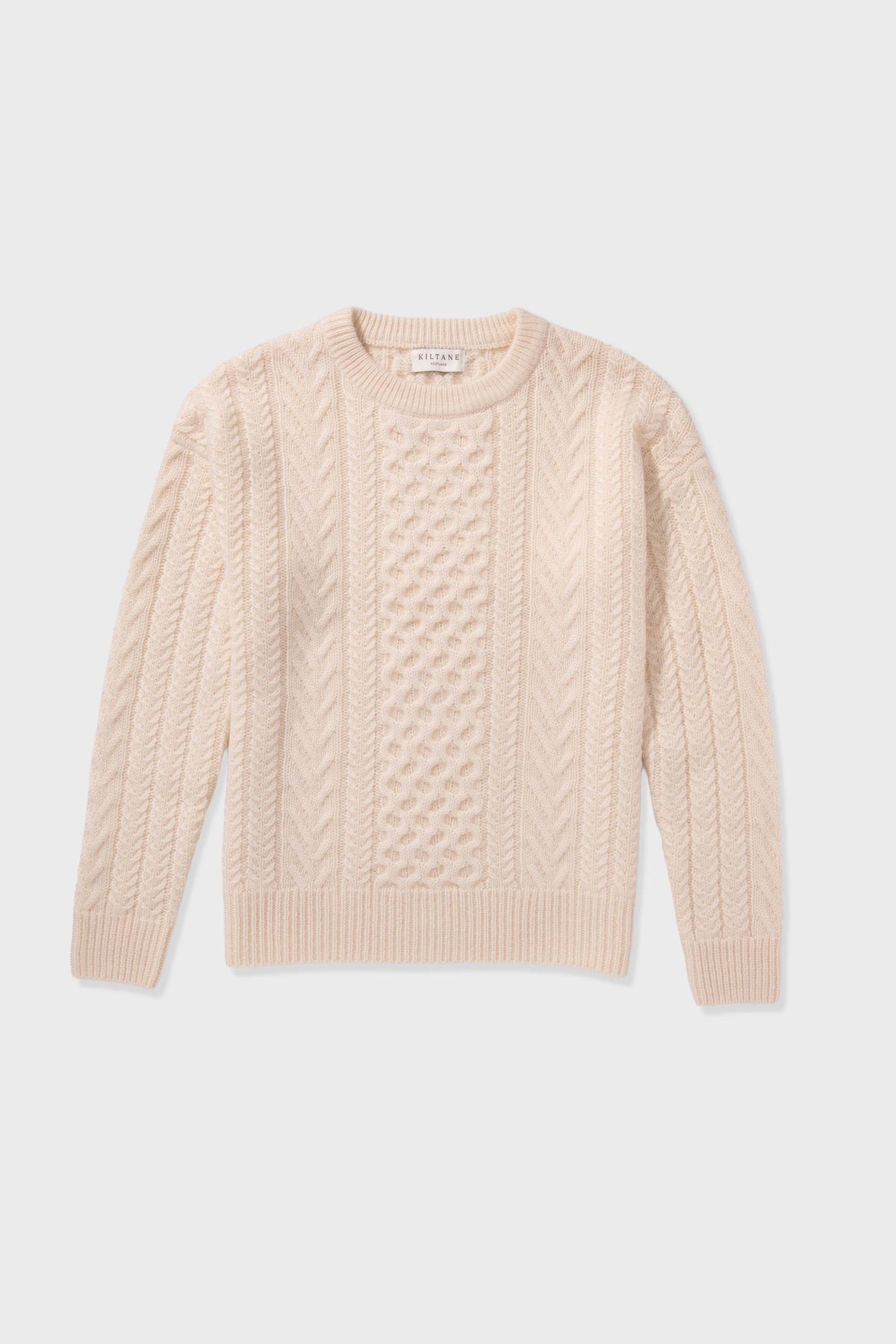 Women's Aran Cashmere Jumper - Cream