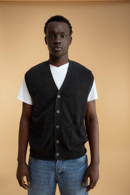 Leith Cashmere Waistcoat - Charcoal