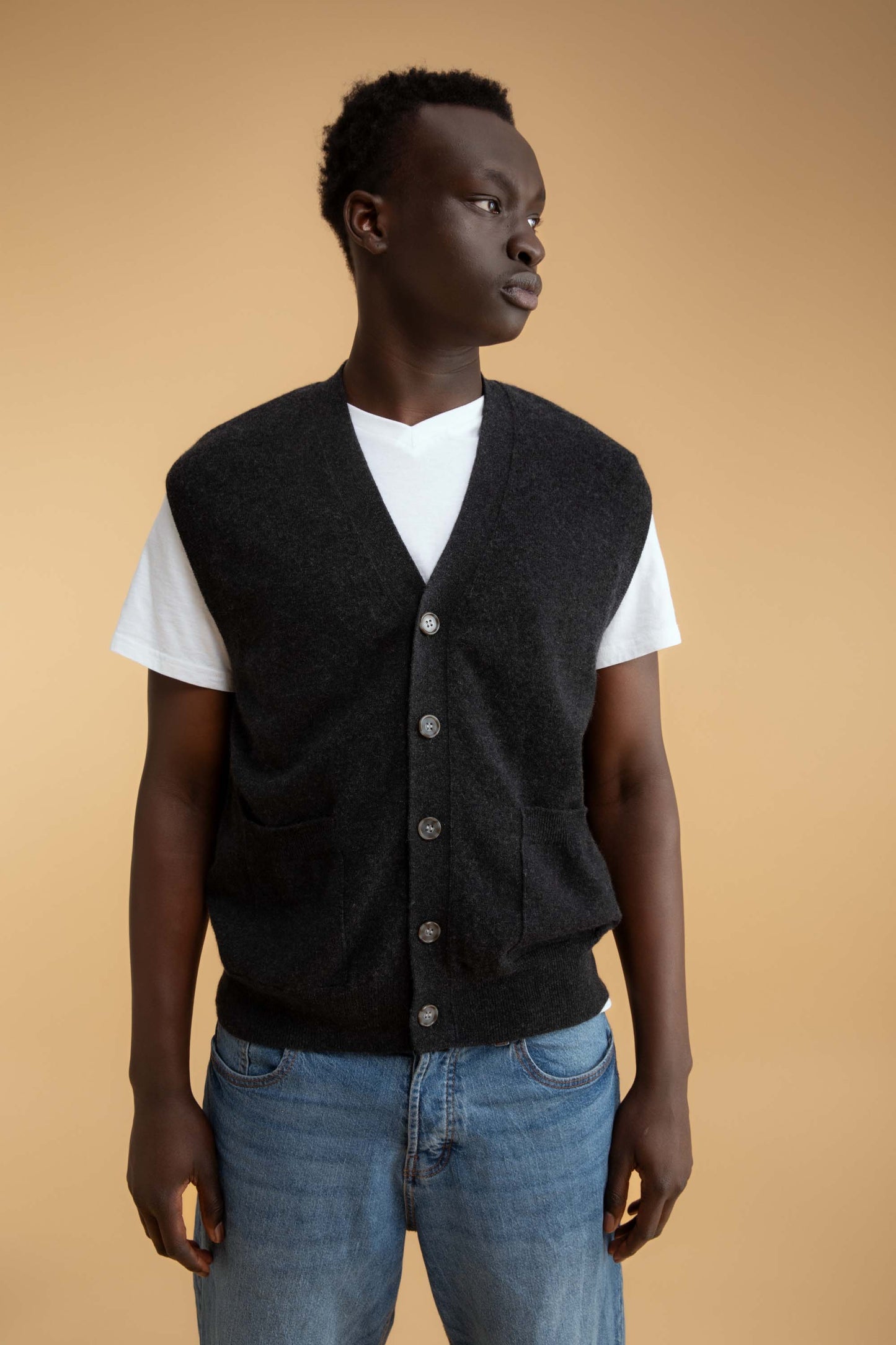 Leith Cashmere Waistcoat - Charcoal