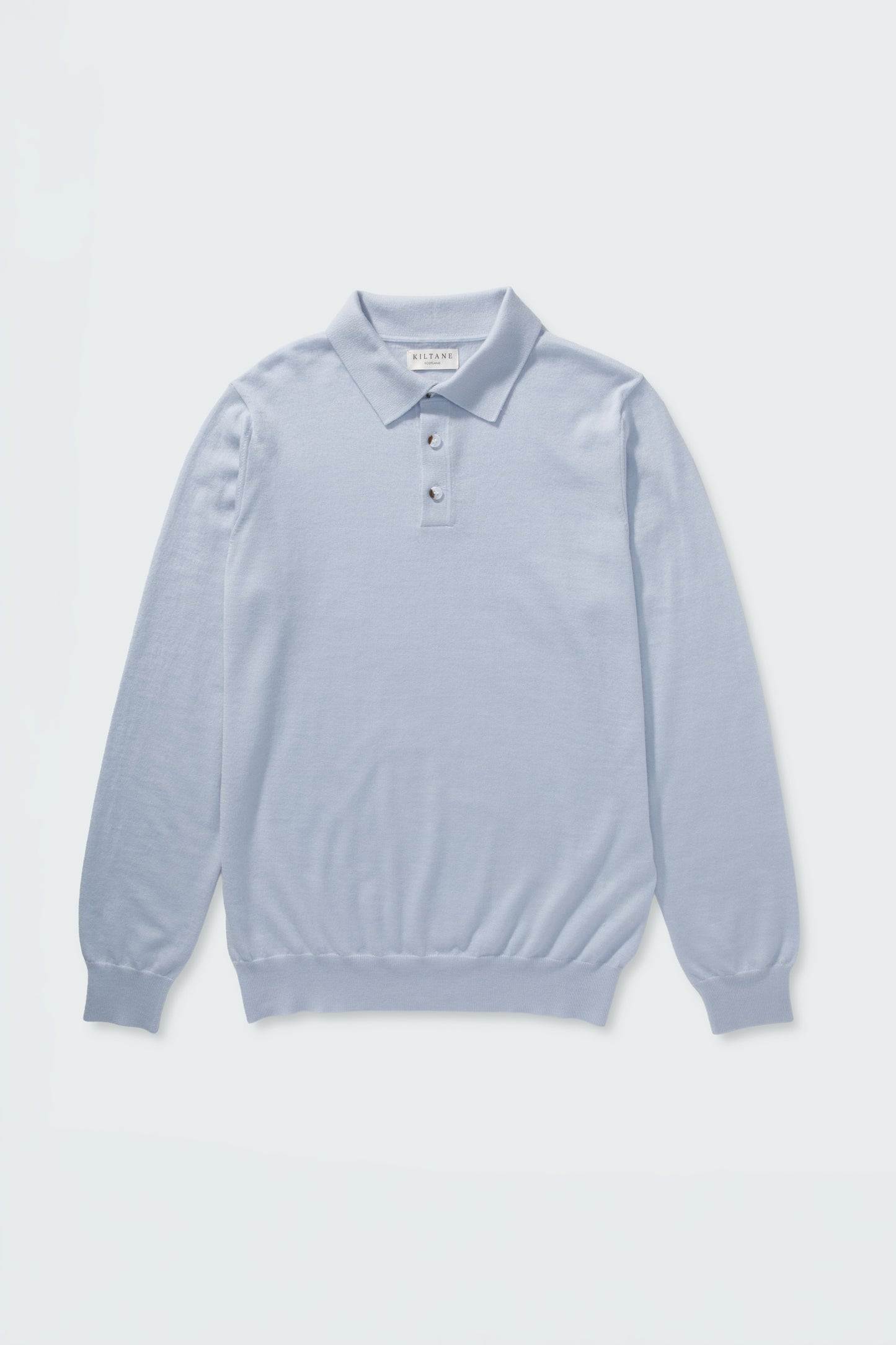 Long Sleeve Cashmere Polo - Pale Blue