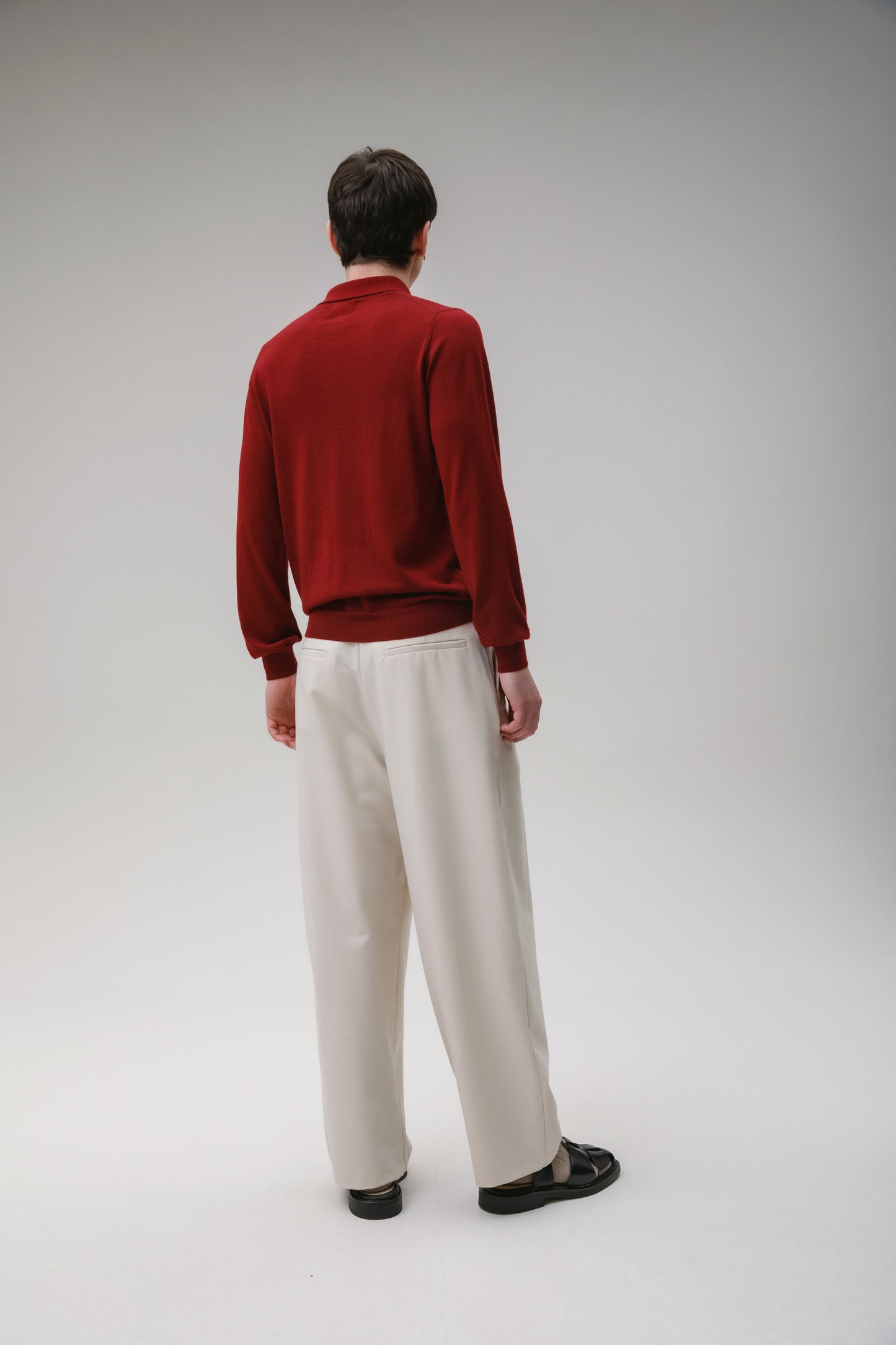 Long Sleeve Cashmere Polo - Merlot