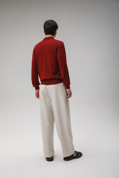 Long Sleeve Cashmere Polo - Merlot