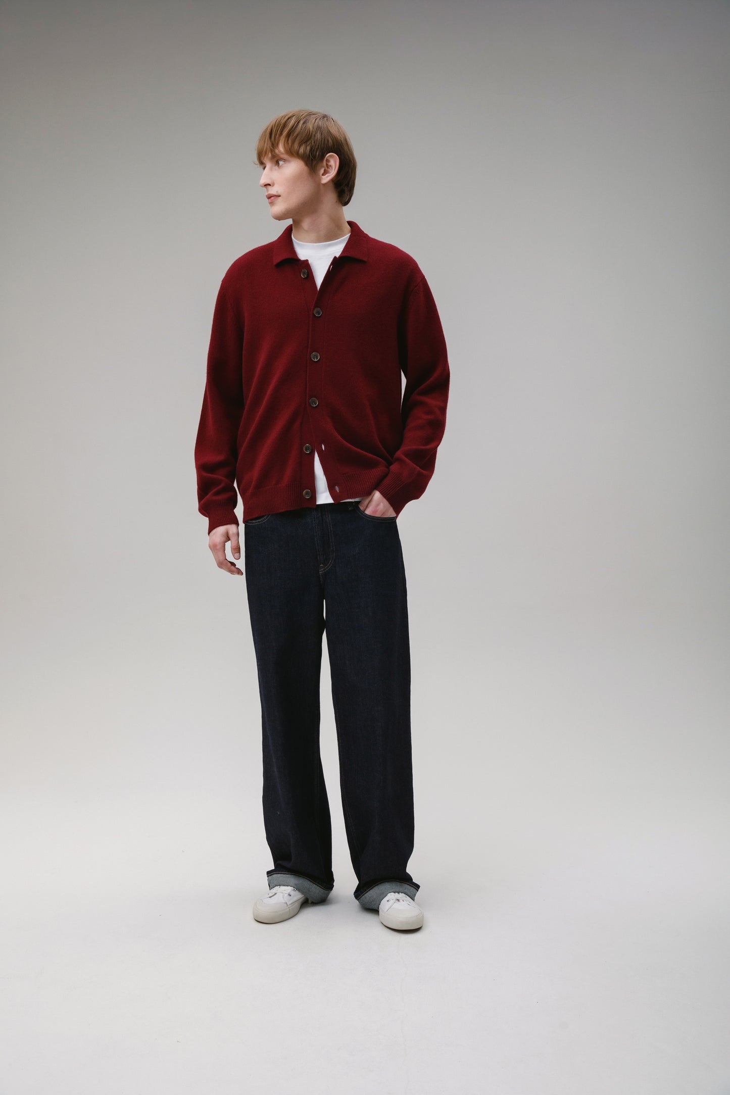 Unisex Baseball Cashmere Jacket - Burgundy