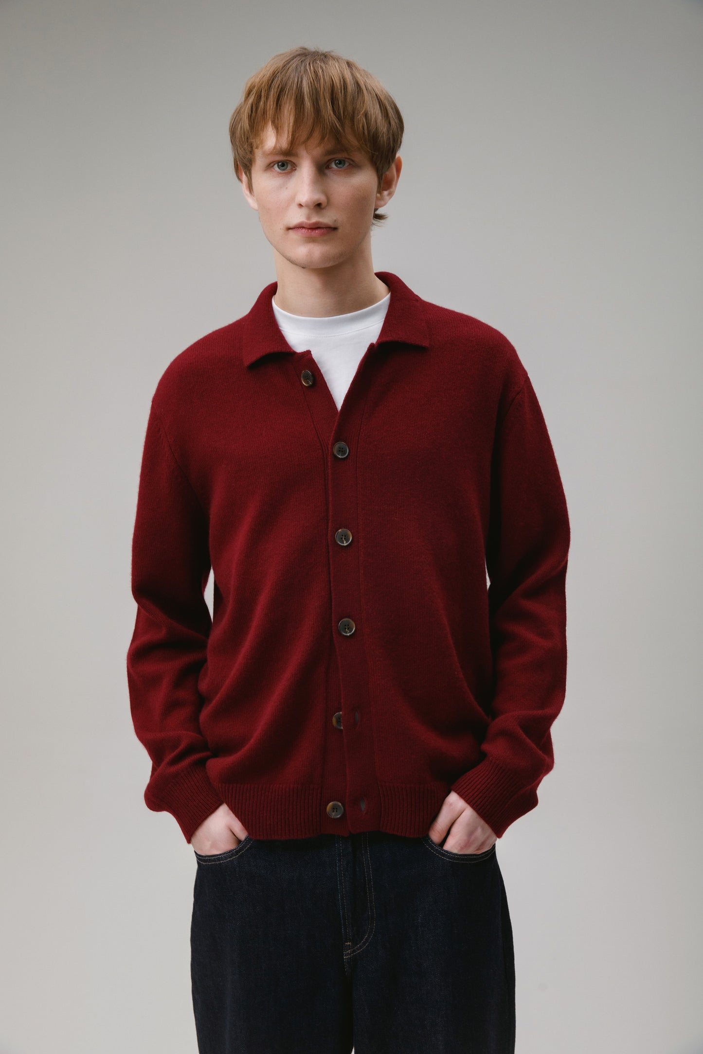 Unisex Baseball Cashmere Jacket - Burgundy