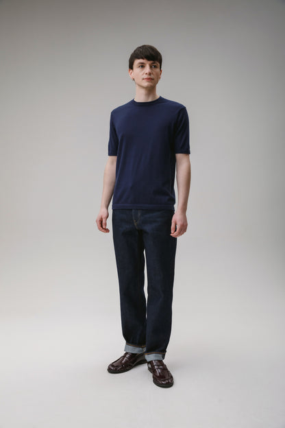 Unisex Boxy Cashmere T-Shirt - Classic Navy