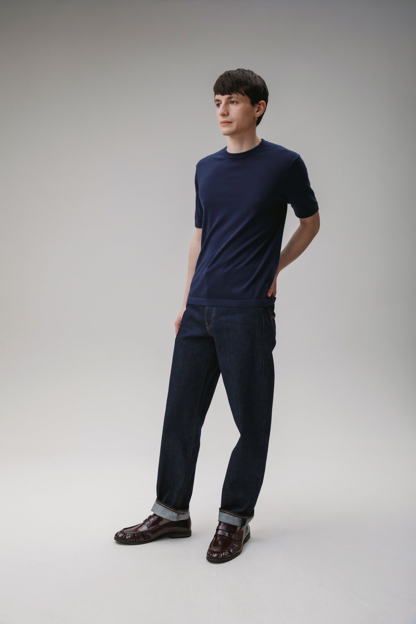 Unisex Boxy Cashmere T-Shirt - Classic Navy