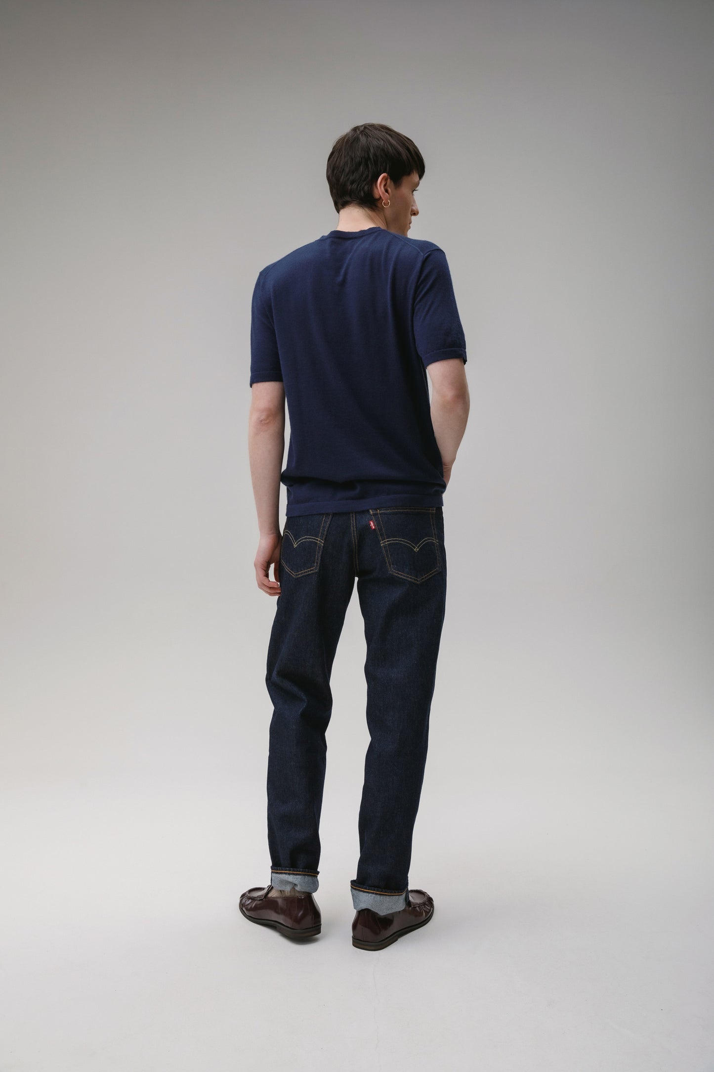 Unisex Boxy Cashmere T-Shirt - Classic Navy