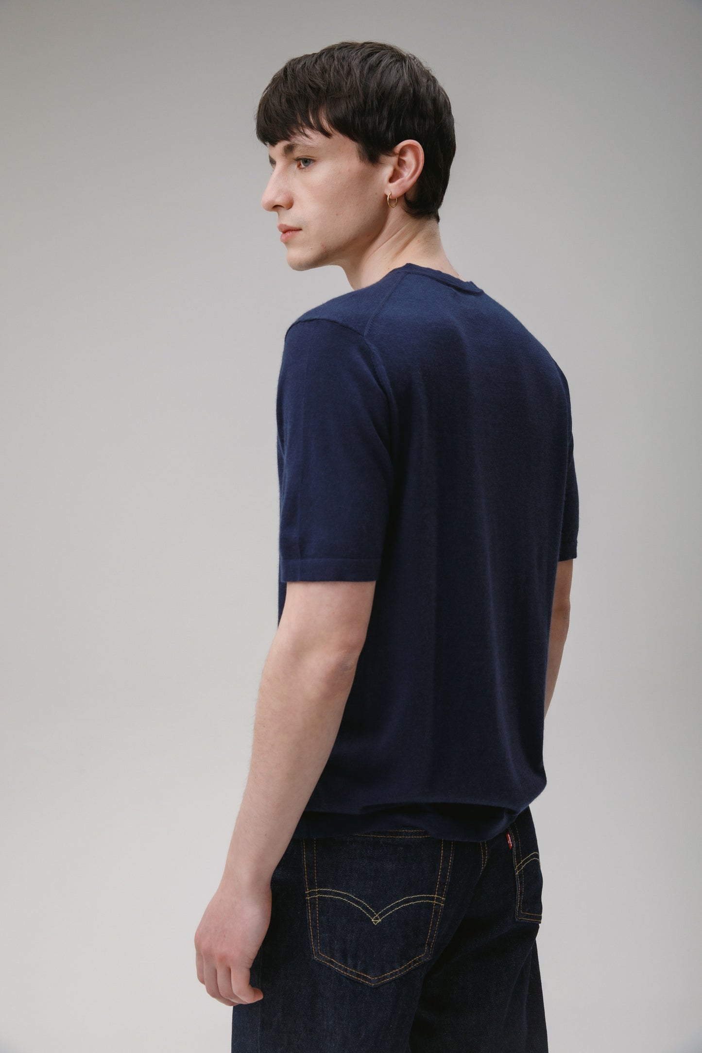 Unisex Boxy Cashmere T-Shirt - Classic Navy