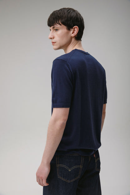 Unisex Boxy Cashmere T-Shirt - Classic Navy