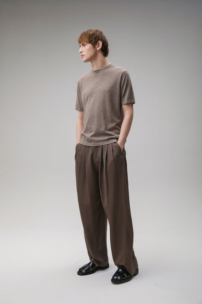 Unisex Boxy Cashmere T-Shirt - Taupe