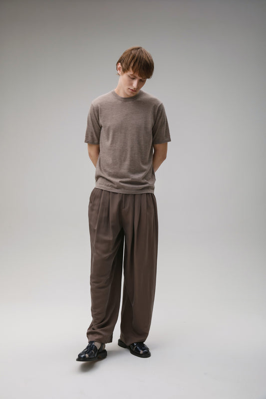 Unisex Boxy Cashmere T-Shirt - Taupe