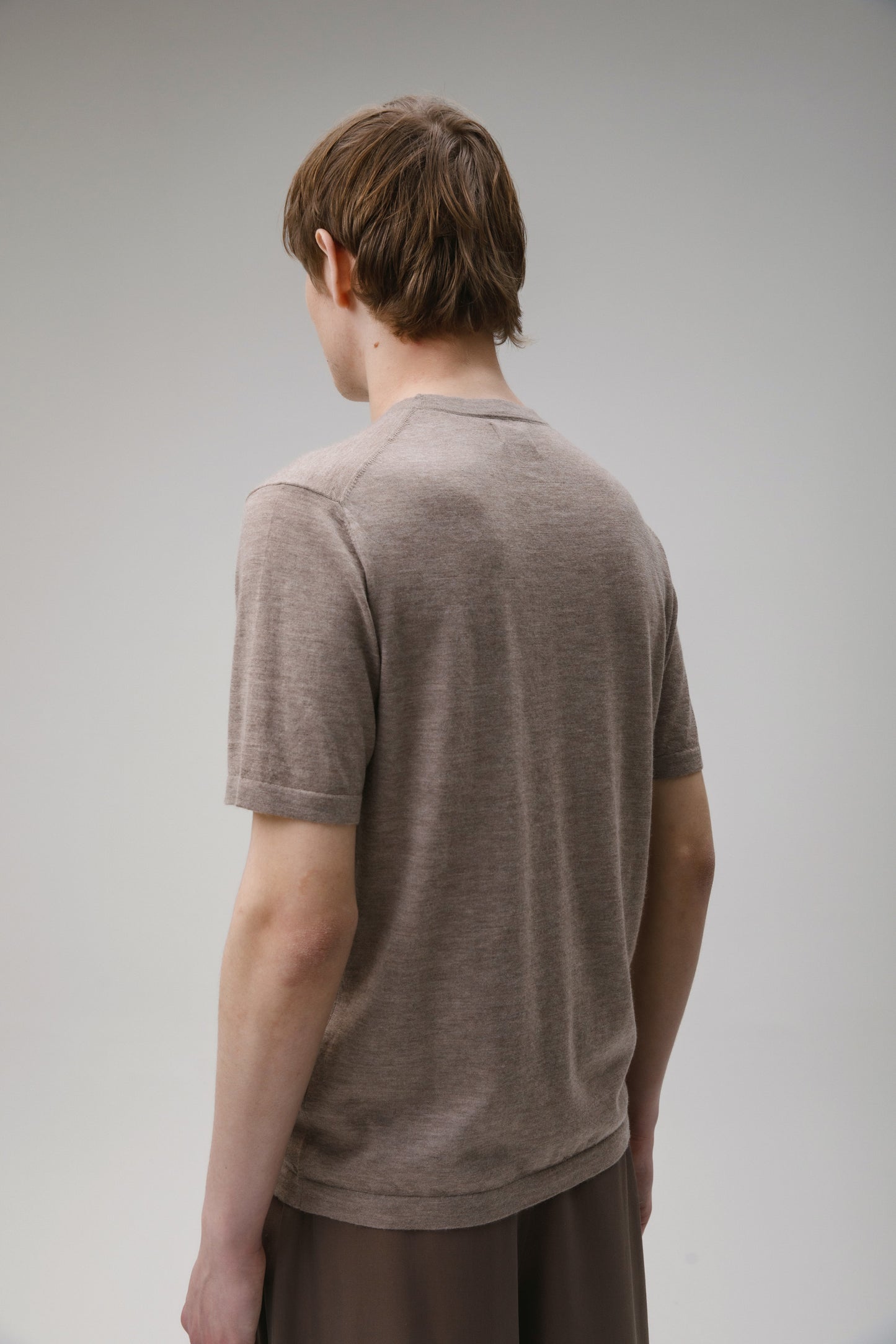 Unisex Boxy Cashmere T-Shirt - Taupe