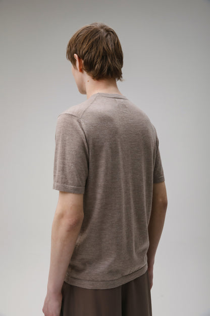 Unisex Boxy Cashmere T-Shirt - Taupe