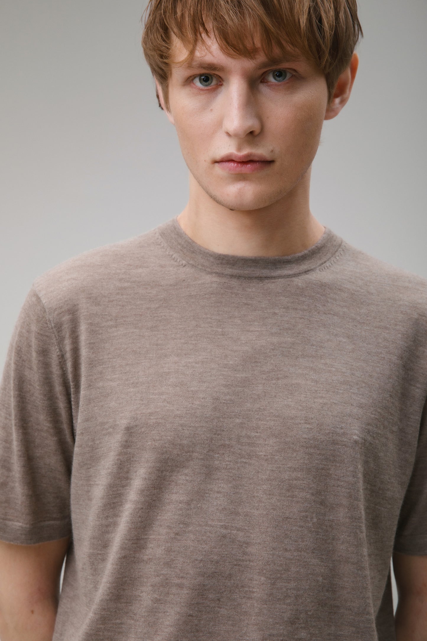 Unisex Boxy Cashmere T-Shirt - Taupe