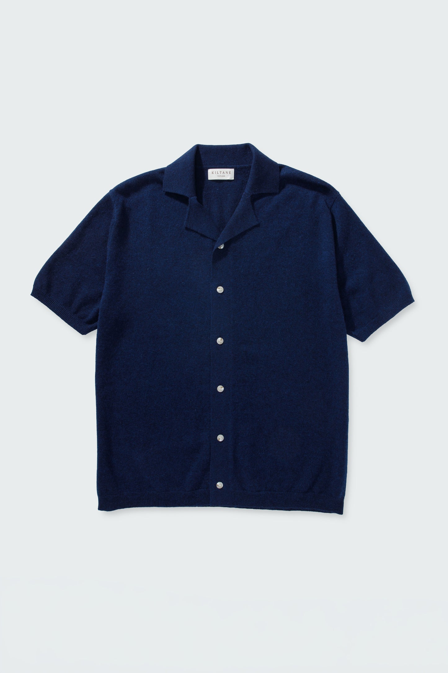 Button Through Cashmere Polo Shirt - Cosmos
