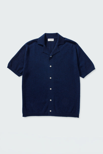Button Through Cashmere Polo Shirt - Cosmos