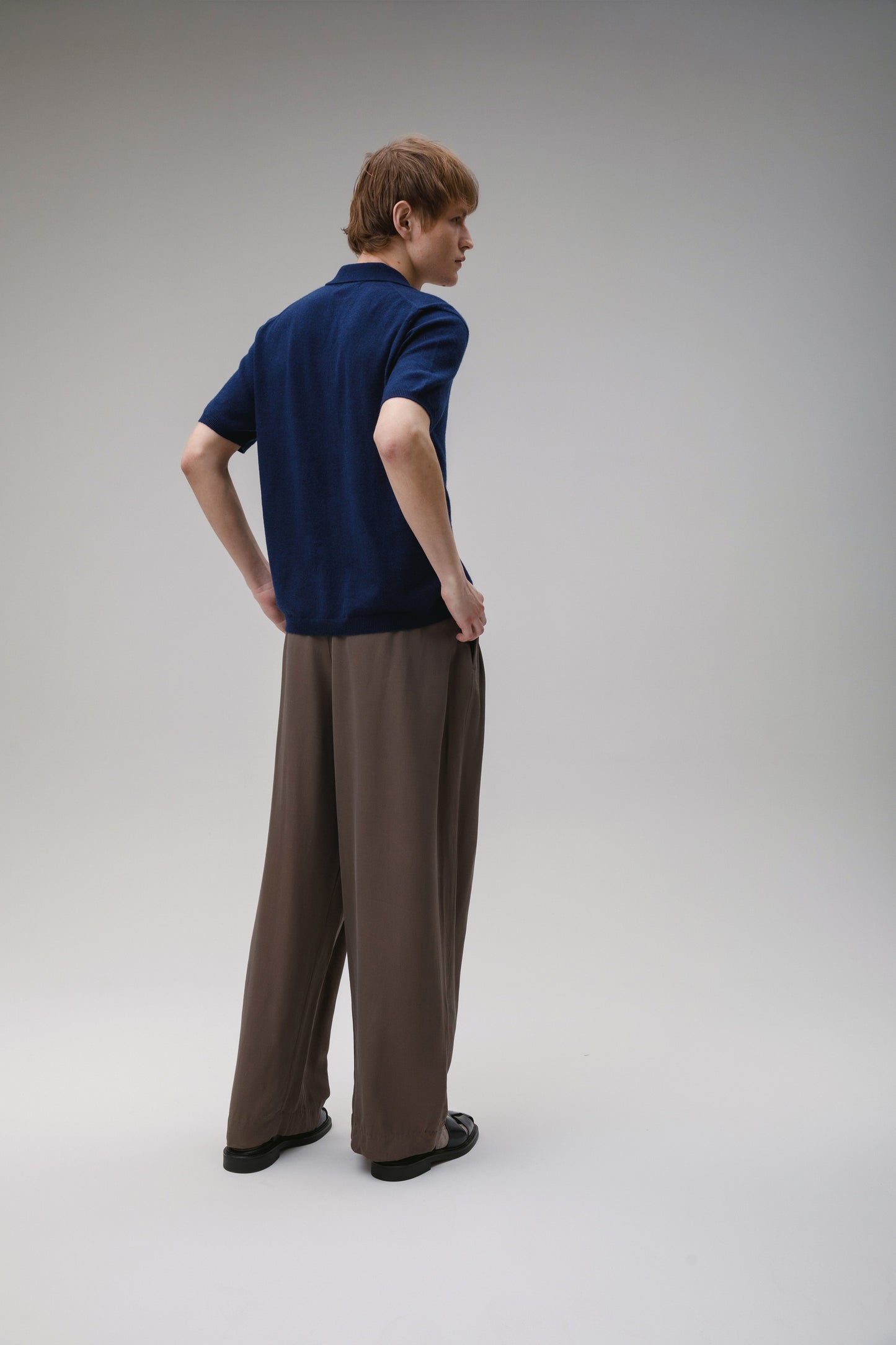 Button Through Cashmere Polo Shirt - Cosmos