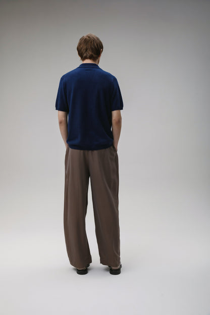 Button Through Cashmere Polo Shirt - Cosmos