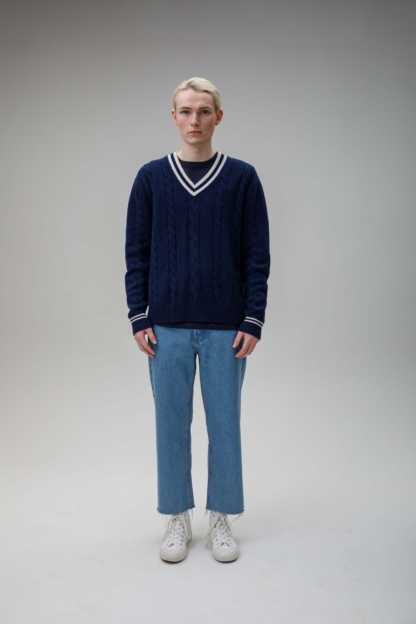 Men's Cashmere Cricket Style Jumper - Cosmos