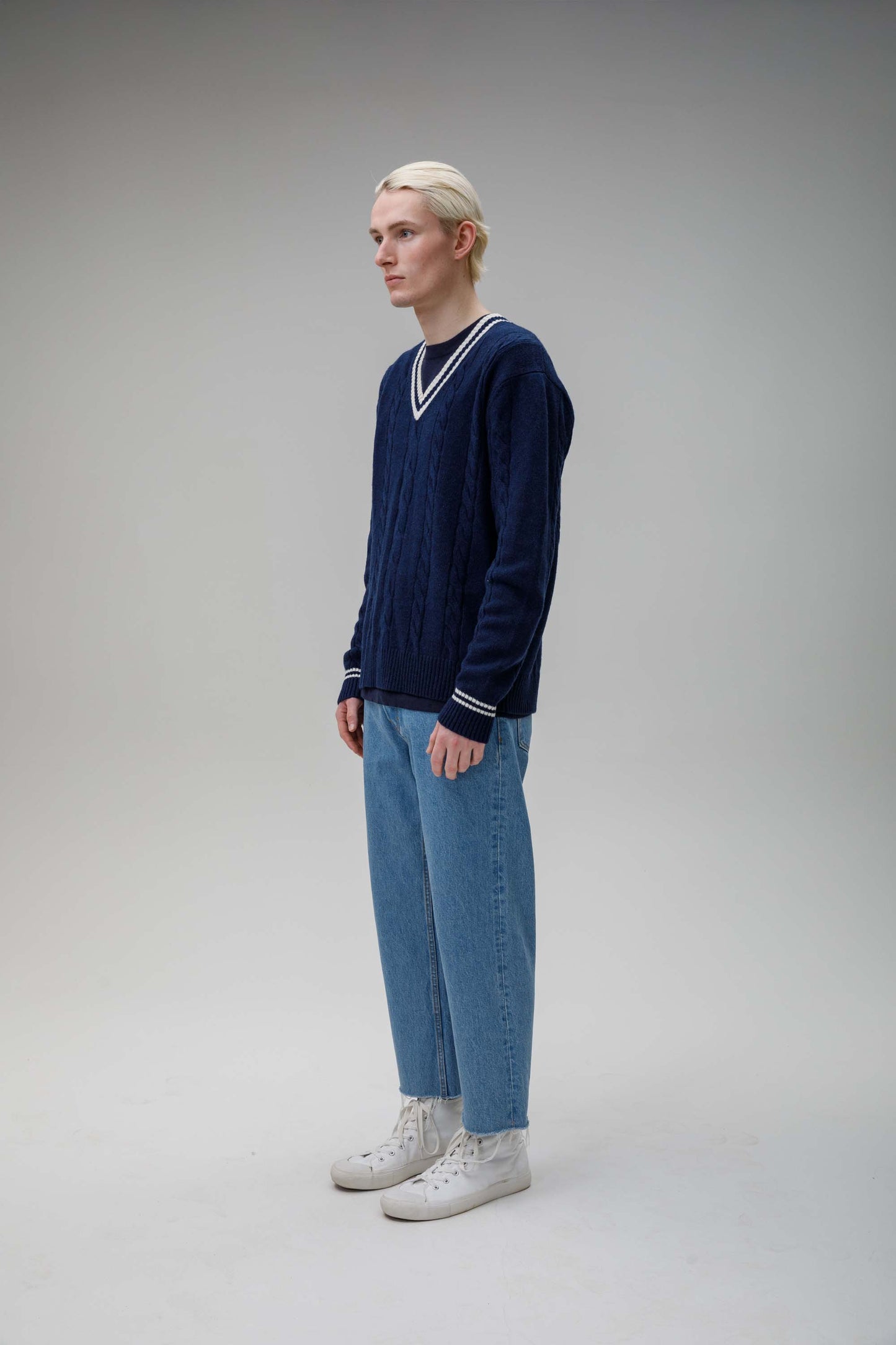 Men's Cashmere Cricket Style Jumper - Cosmos