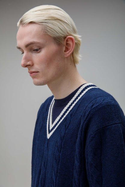 Men's Cashmere Cricket Style Jumper - Cosmos