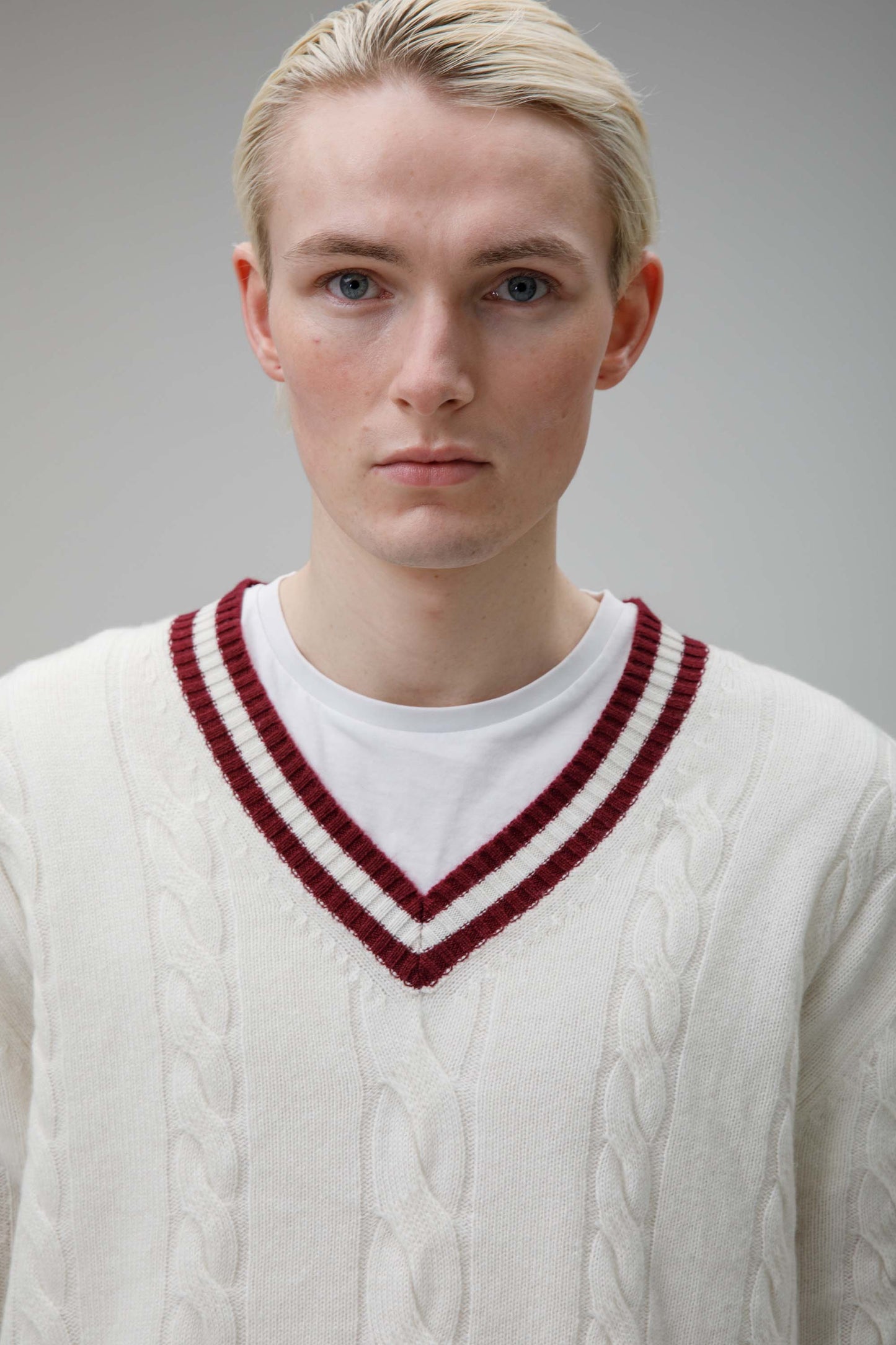 Men's Cashmere Cricket Style Jumper - Soft White