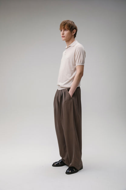 Short Sleeve Cashmere Polo - Ecru