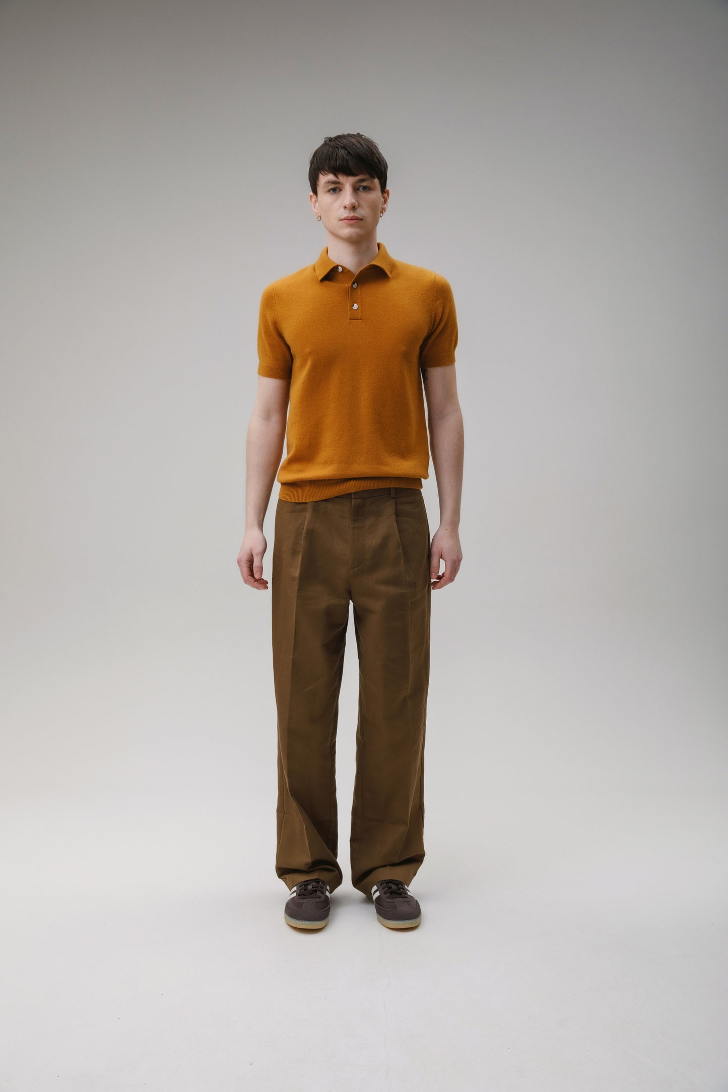 Short Sleeve Cashmere Polo - Gingersnap