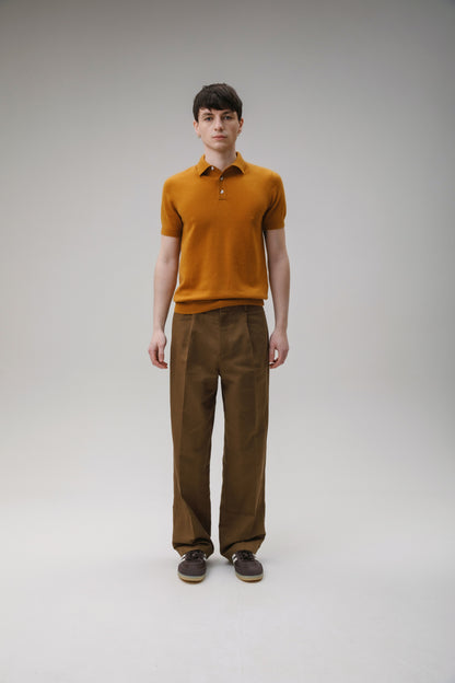 Short Sleeve Cashmere Polo - Gingersnap