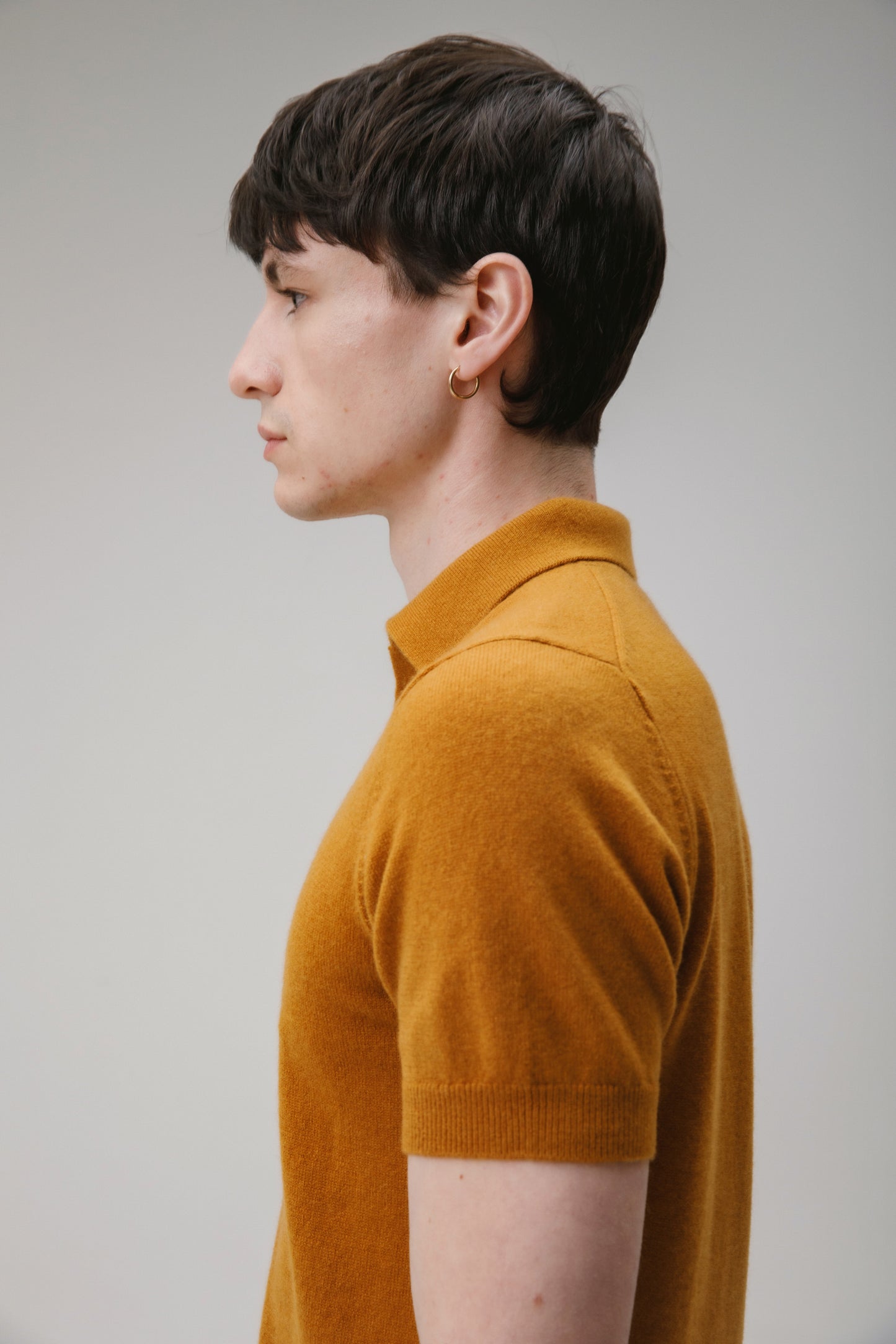 Short Sleeve Cashmere Polo - Gingersnap