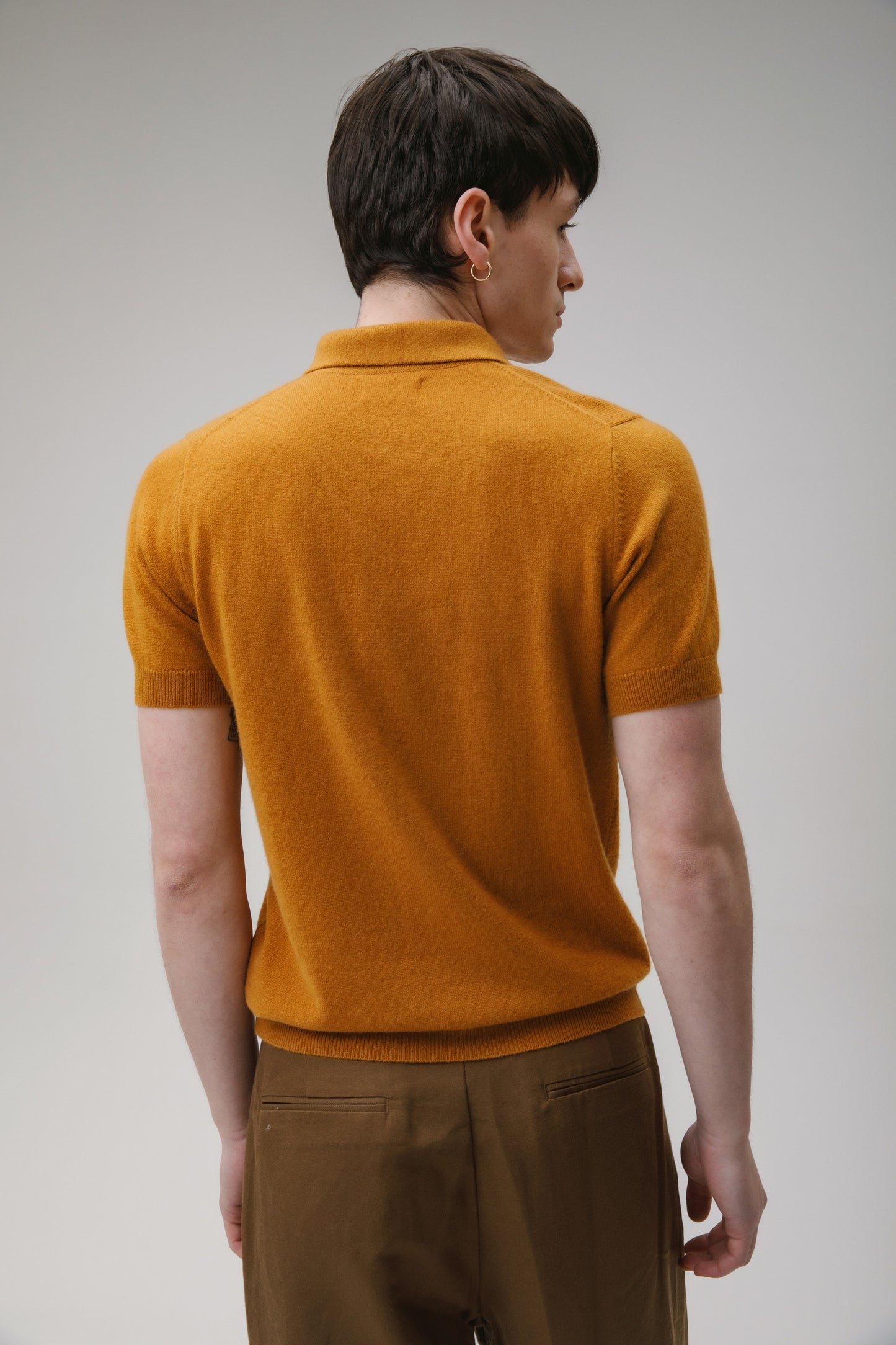 Short Sleeve Cashmere Polo - Gingersnap