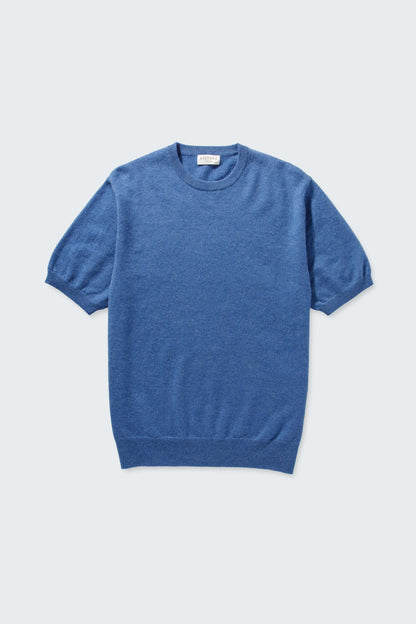 Men's Crew Neck Cashmere T-shirt - Denim