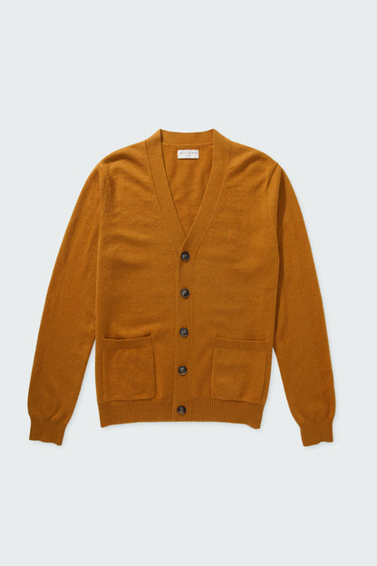 Unisex V Neck Pocket Cashmere Cardigan - Gingersnap
