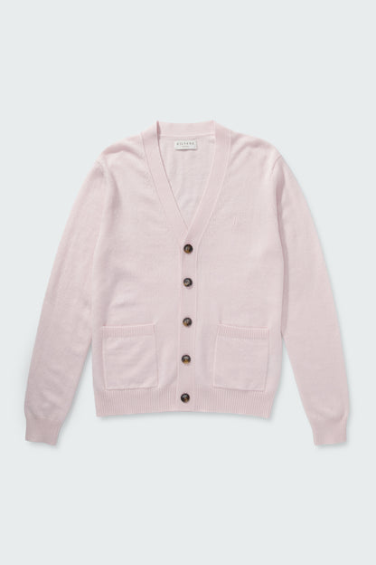 Unisex V Neck Pocket Cashmere Cardigan - Pale Pink