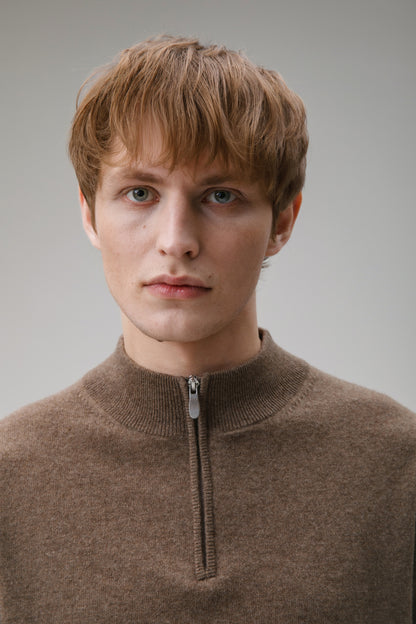 Men's Half Zip Jumper - Squirrel