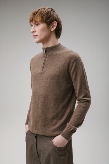 Men's Half Zip Jumper - Squirrel